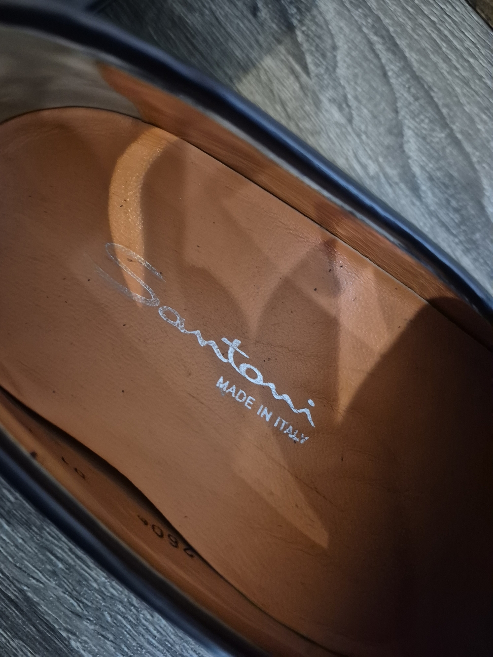 Santoni Mens Black Leather Penny Loafers Size 8 - Picture 8 of 9